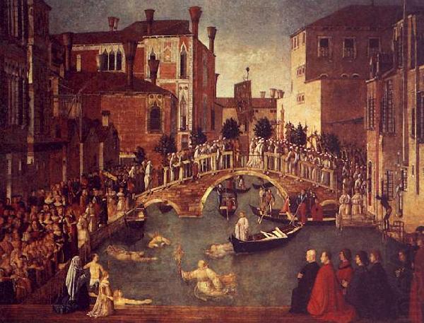 The Miracle of the True Cross near the San Lorenzo, Gentile Bellini